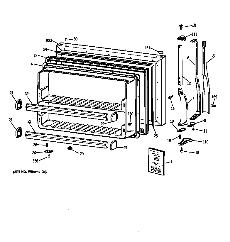 Hotpoint CTX18BAXRRWH freezer door diagram