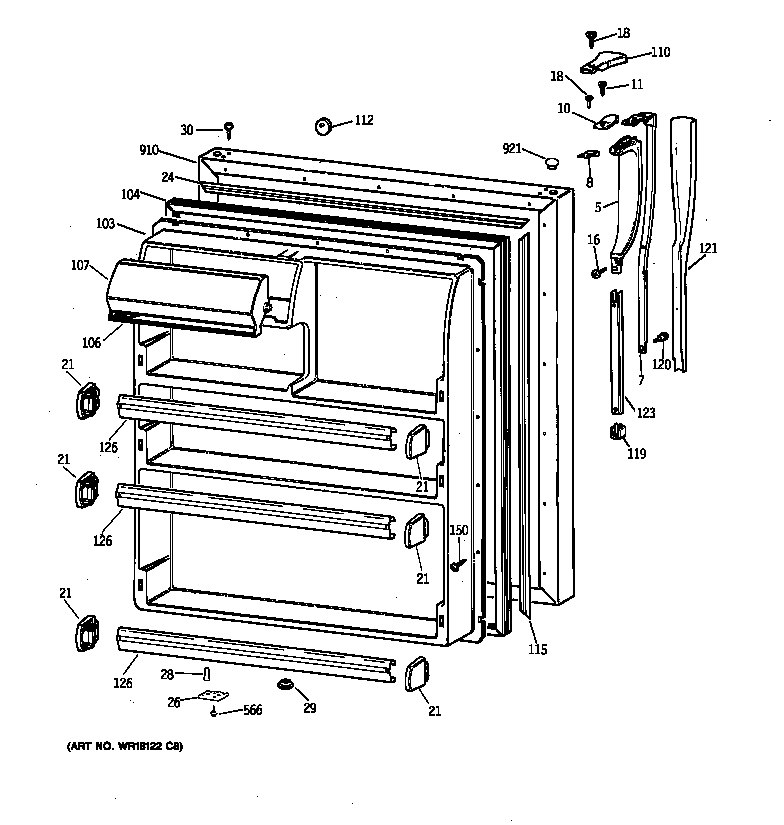 Hotpoint CTX21EAZBRAA fresh food door diagram