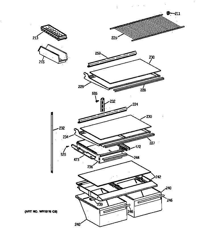 Hotpoint CTK18GAXWRWW shelf parts diagram
