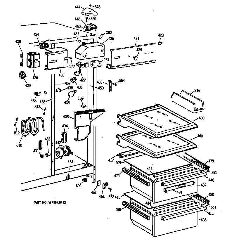 Hotpoint CSX25DRZAAA fresh food section diagram