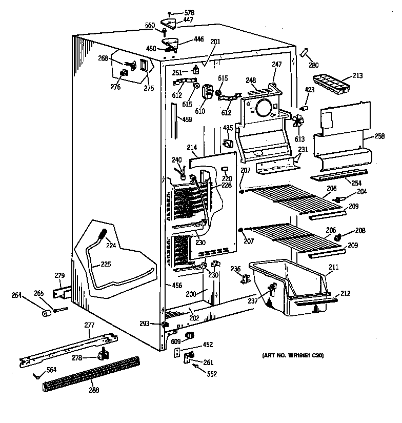 Hotpoint CSK22GAZAAD freezer section diagram