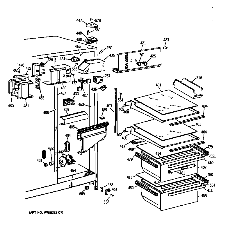 Hotpoint CSK22GAZAAD fresh food section diagram