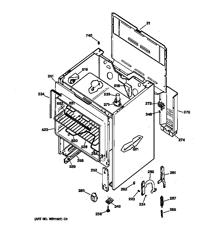 Hotpoint RB525GV3 body parts diagram