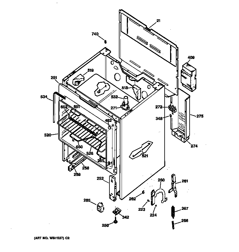 Hotpoint RB525V2 body parts diagram