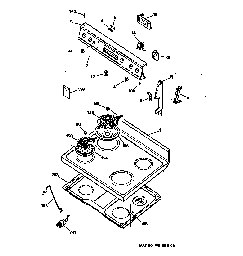 Hotpoint RB536GW2 cooktop diagram