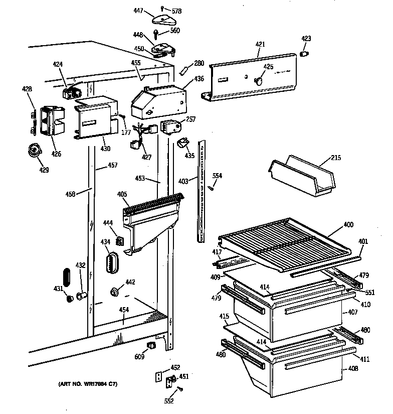 Hotpoint CSX20BAXFAD fresh food section diagram
