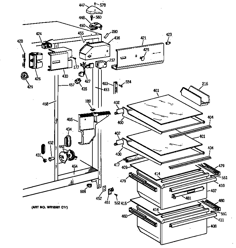 Hotpoint CSX22GAZBWW fresh food section diagram