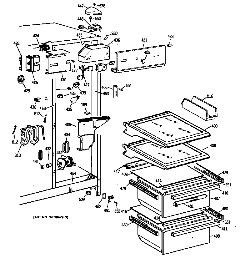 Hotpoint CSX25DRZBWW fresh food section diagram