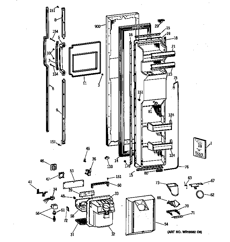 Hotpoint CSX27DRXFAA freezer door diagram