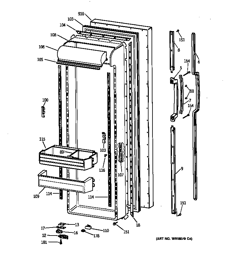 Hotpoint CSX27DRXFAA fresh food door diagram