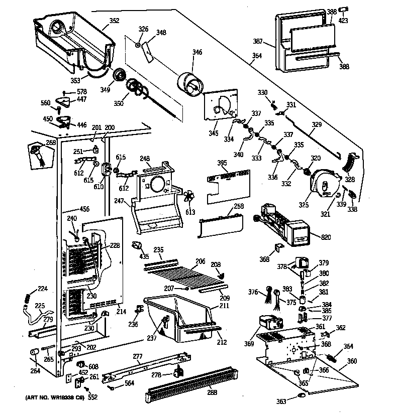 Hotpoint CSX27DRXFAA freezer section diagram