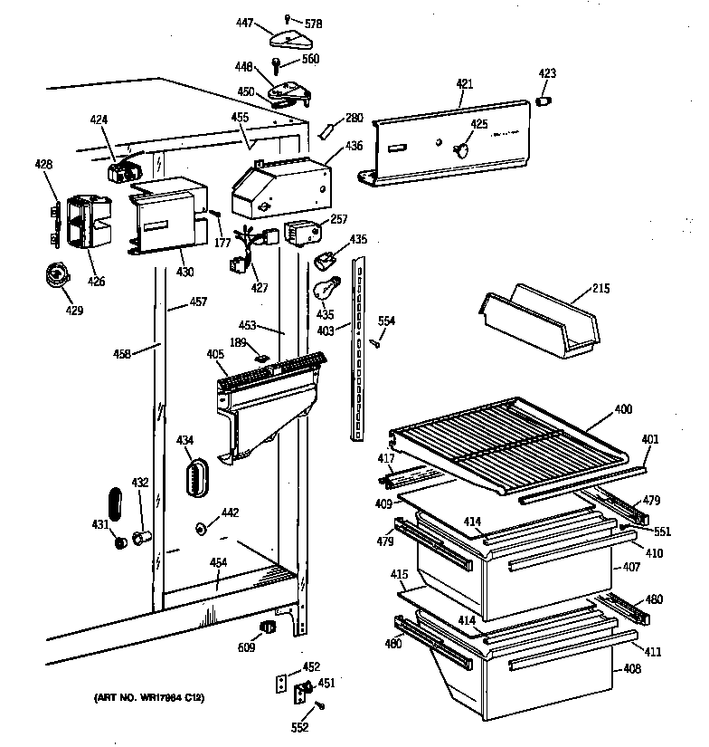 Hotpoint CSX22BCXFWH fresh food section diagram