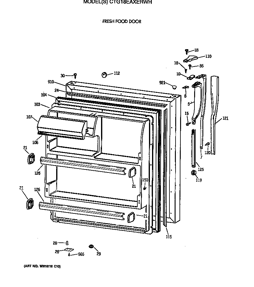 Hotpoint CTG18EAXERWH fresh food door diagram