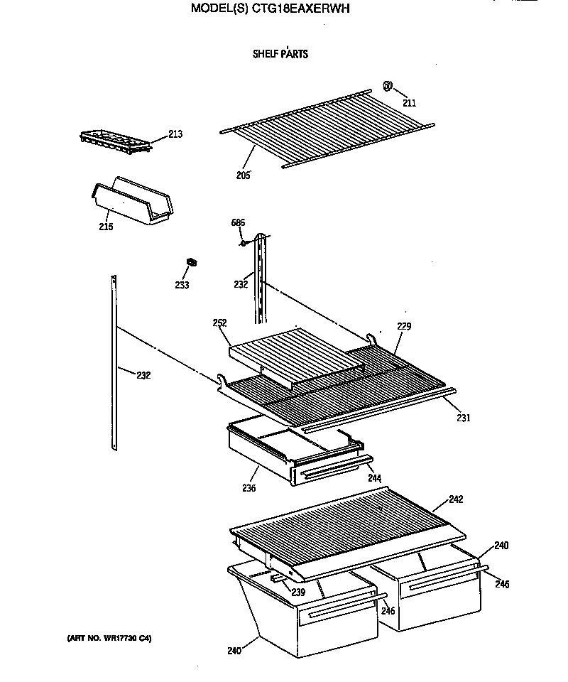 Hotpoint CTG18EAXERWH shelf parts diagram