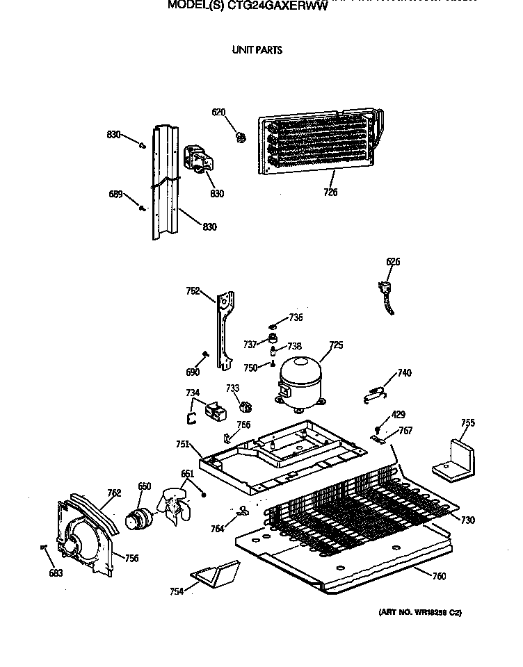 Hotpoint CTG24GAXERWW unit parts diagram