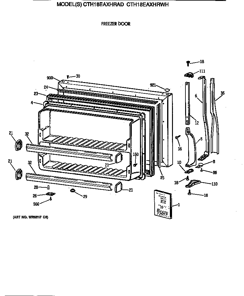 Hotpoint CTH18EAXHRWH freezer door diagram