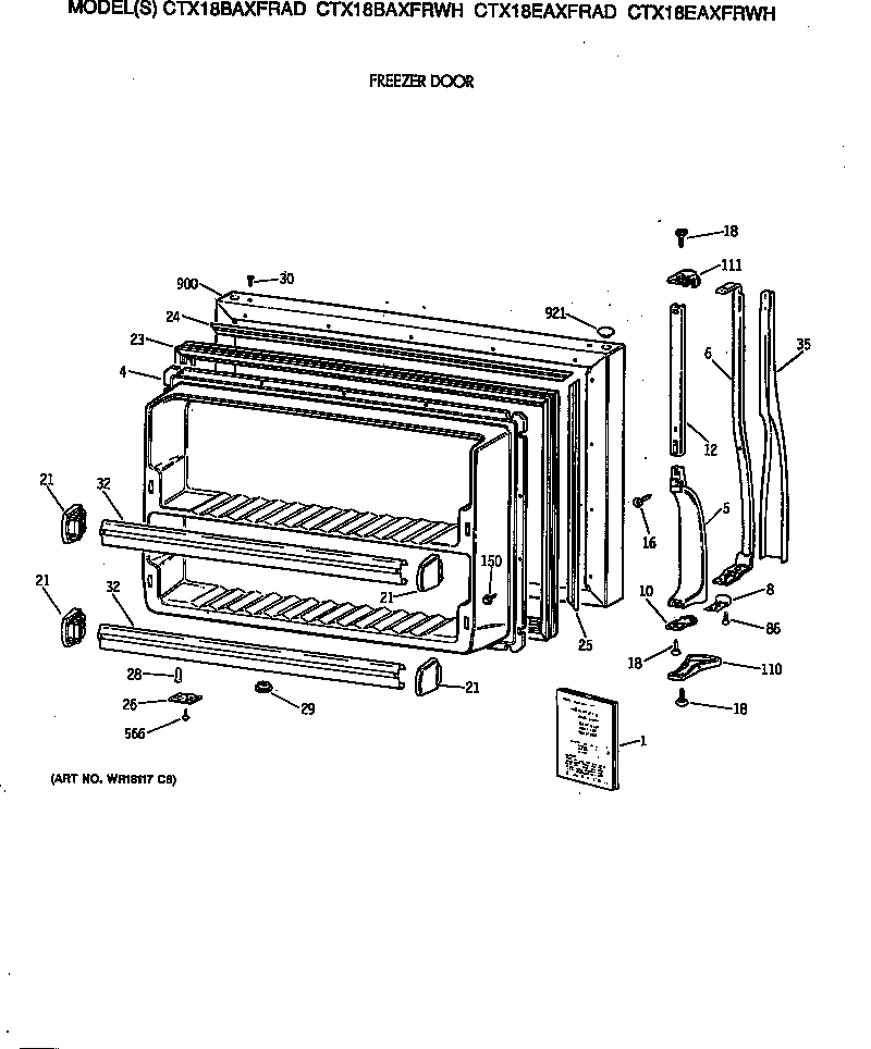 Hotpoint CTX18BAXFRAD freezer door diagram