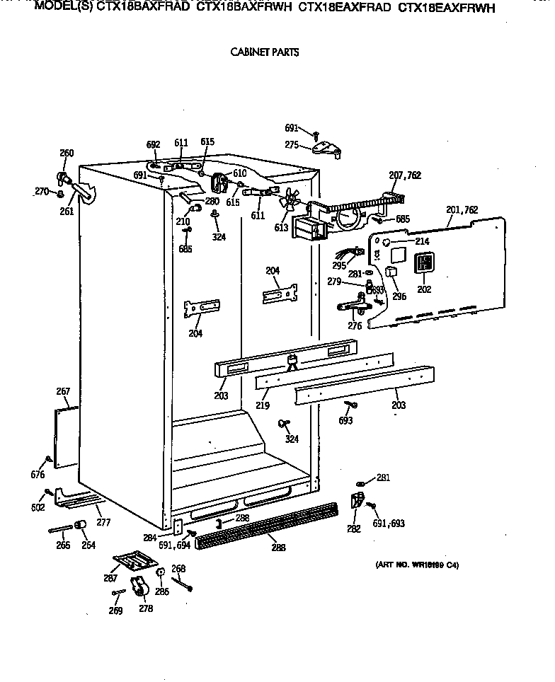 Hotpoint CTX18BAXFRAD cabinet parts diagram