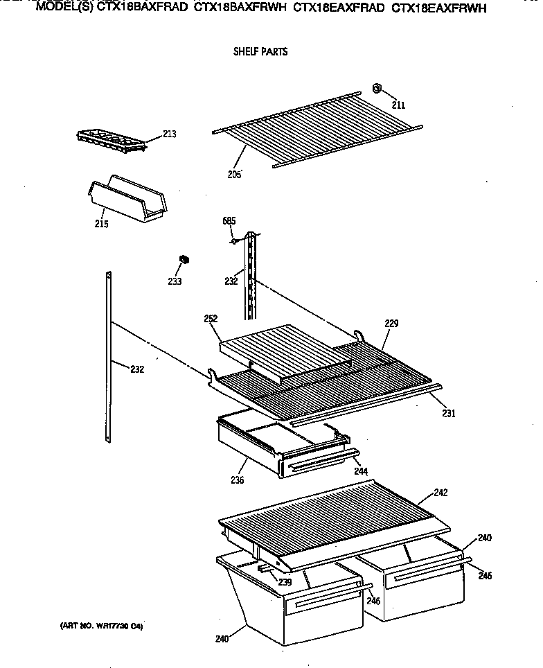 Hotpoint CTX18BAXFRAD shelf parts diagram