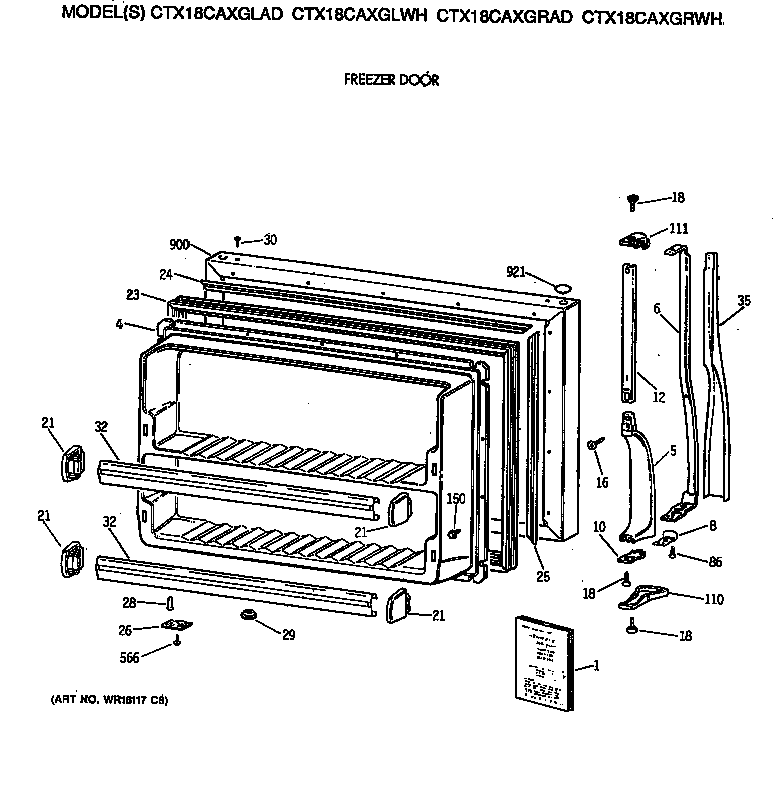 Hotpoint CTX18CAXGRAD freezer door diagram