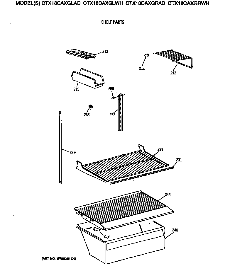 Hotpoint CTX18CAXGRAD shelf parts diagram