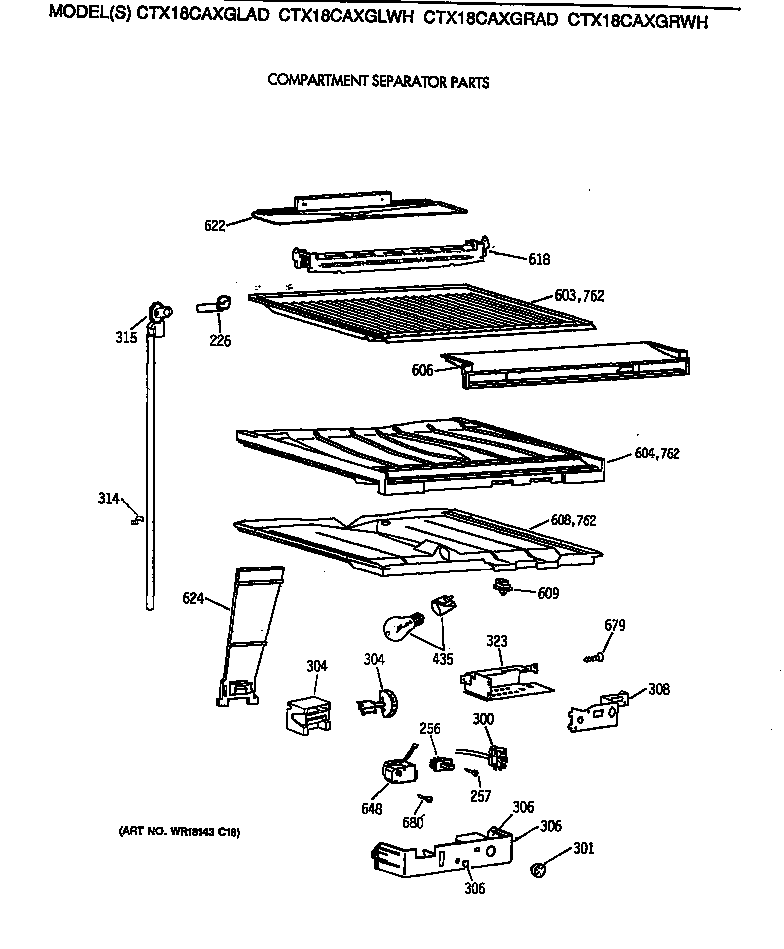 Hotpoint CTX18CAXGRAD compartment separator parts diagram