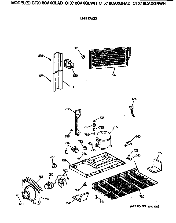 Hotpoint CTX18CAXGRAD unit parts diagram