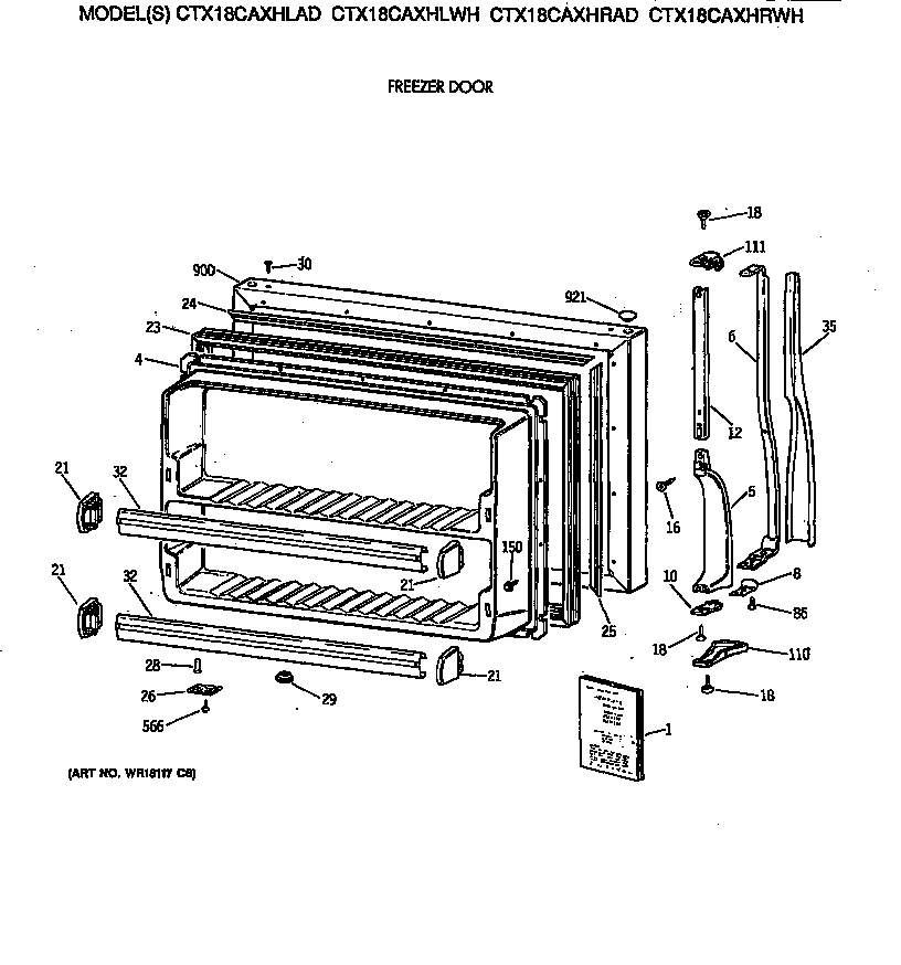 Hotpoint CTX18CAXHRAD freezer door diagram