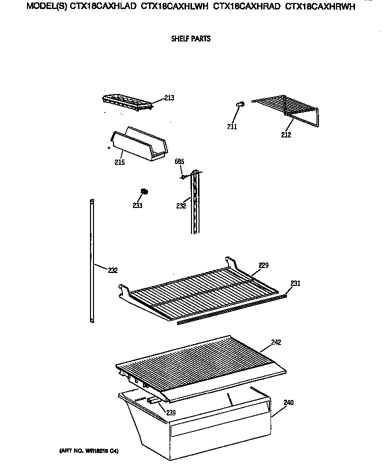 Hotpoint CTX18CAXHRAD shelf parts diagram