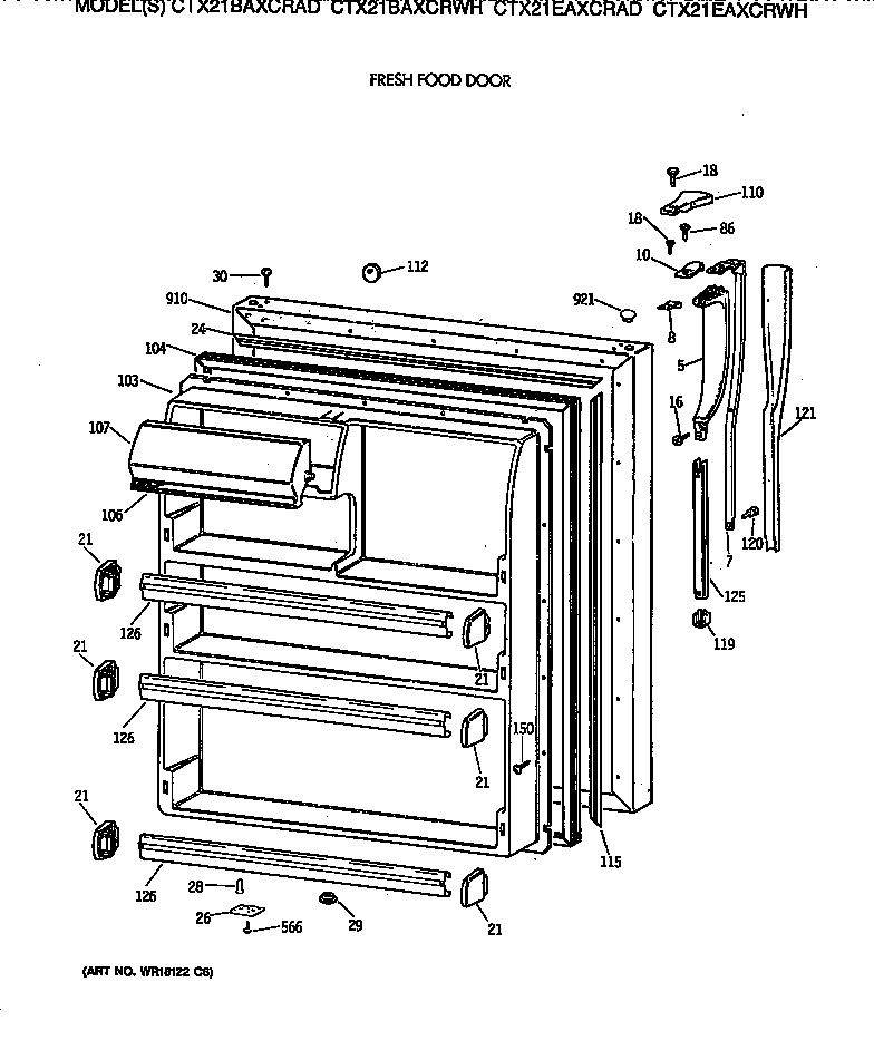 Hotpoint CTX21EAXCRAD fresh food door diagram