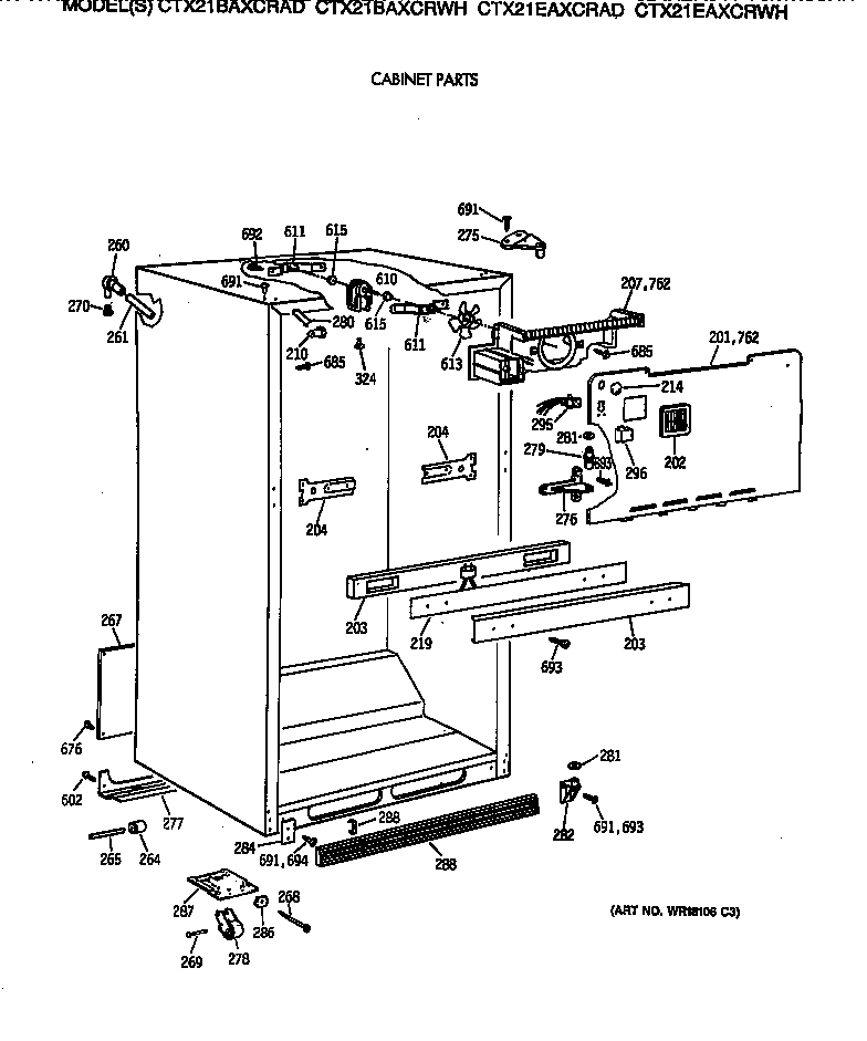 Hotpoint CTX21EAXCRAD cabinet parts diagram