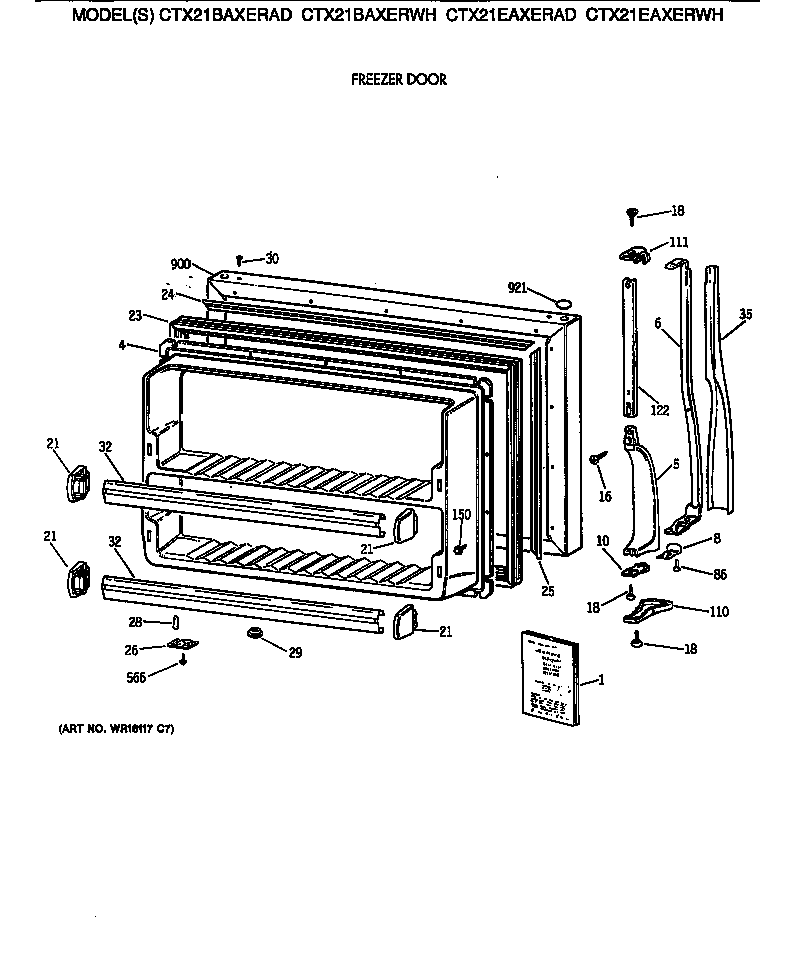 Hotpoint CTX21EAXERAD freezer door diagram
