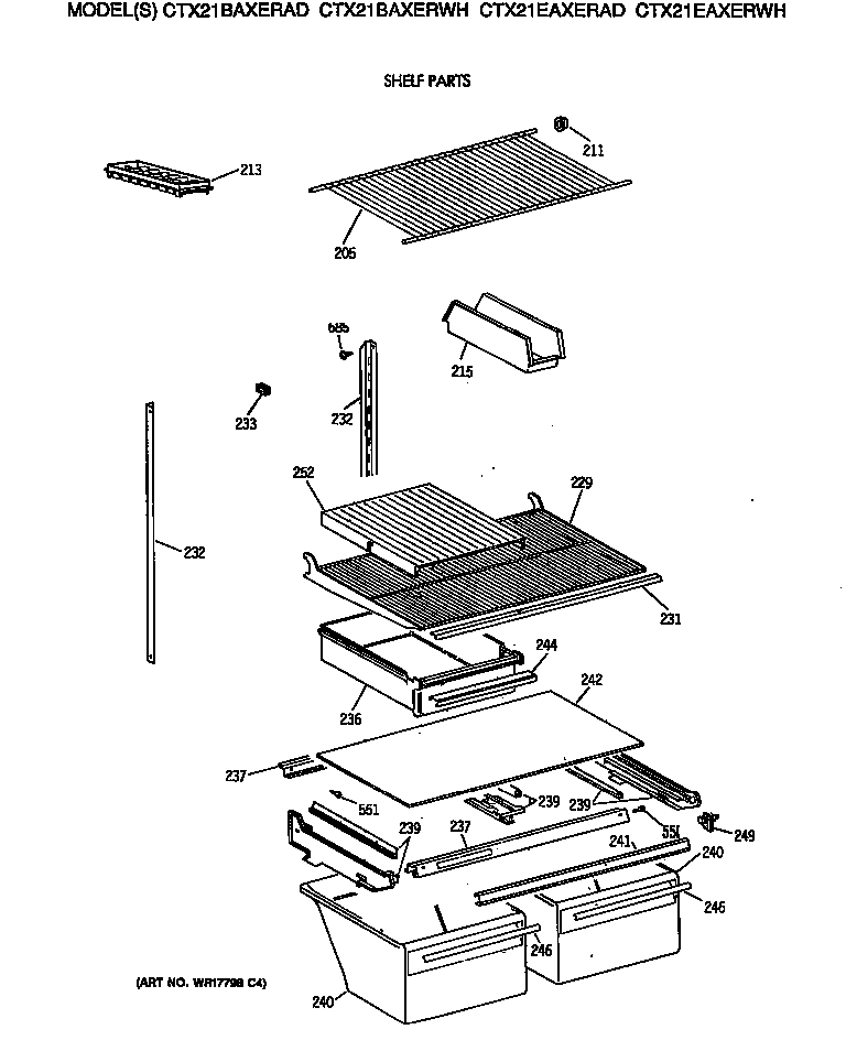 Hotpoint CTX21EAXERAD shelf parts diagram