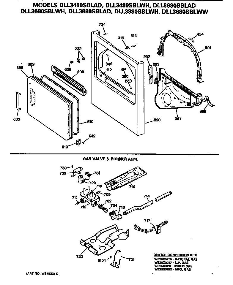 Hotpoint DLL3480SBLWH door diagram