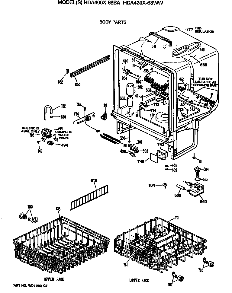 Hotpoint HDA400X-68BA body parts diagram