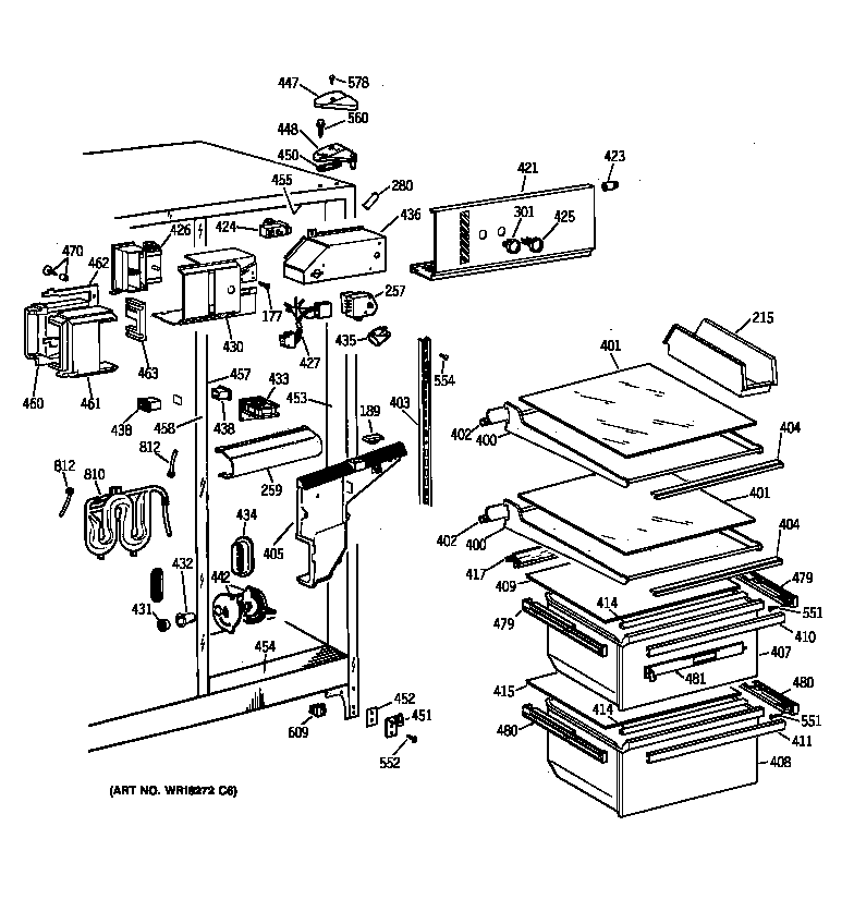 Hotpoint CSK25GRYAAA fresh food section diagram