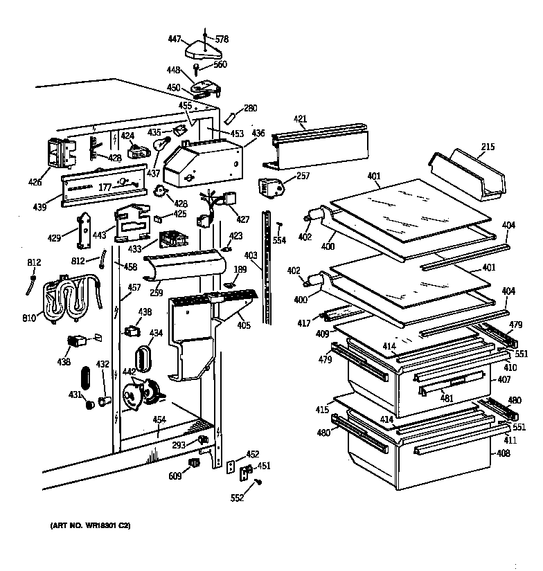 Hotpoint CST25GRYAWW fresh food section diagram