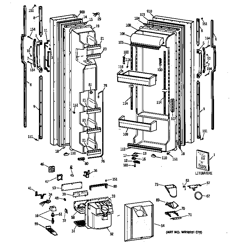 Hotpoint CSK25GRYEAA doors diagram