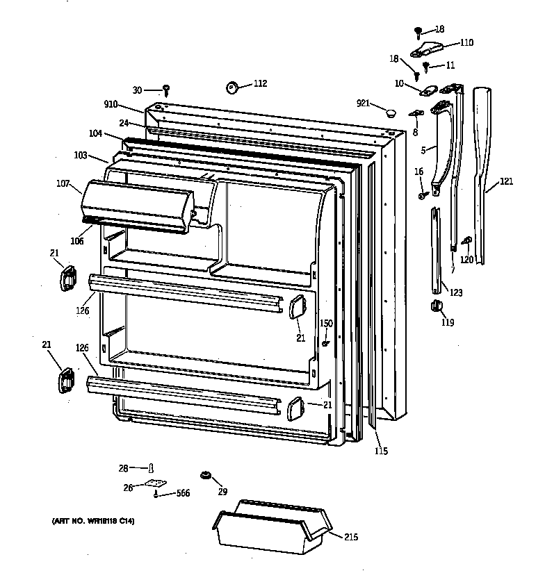 Hotpoint CTX18CIXRRWW fresh food door diagram