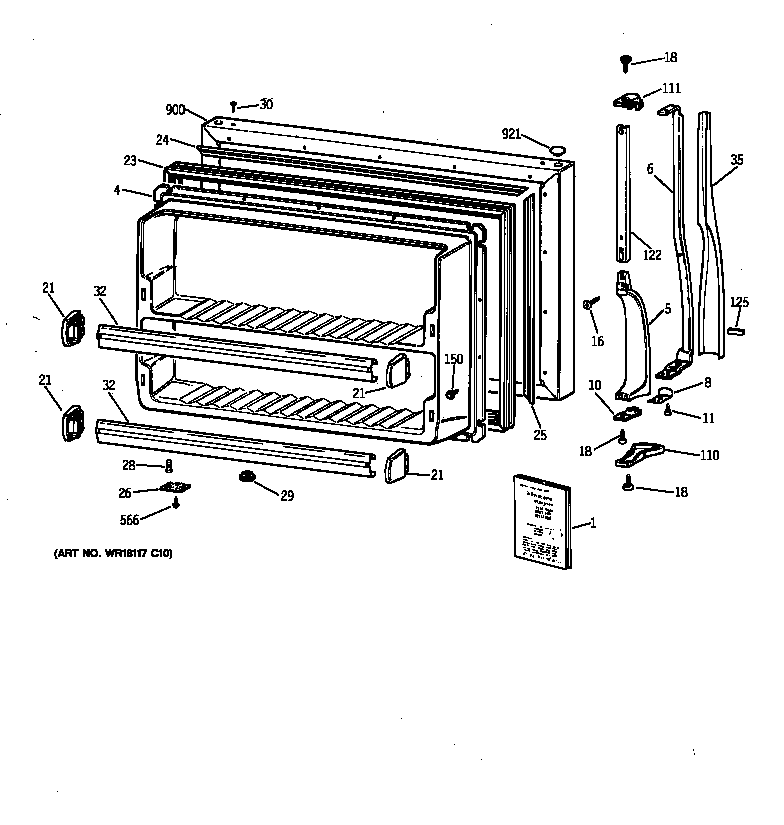 Hotpoint CTX21GAXJRAA freezer door diagram