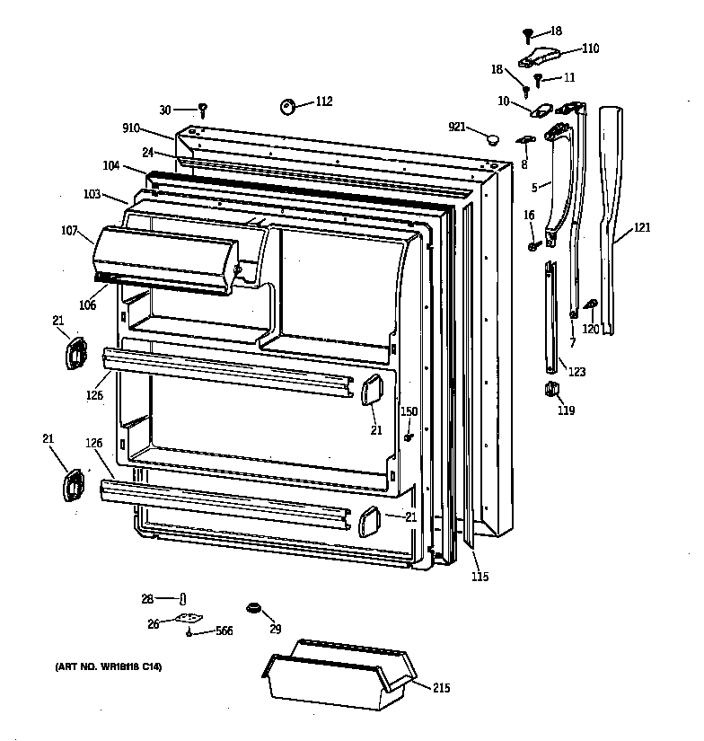 Hotpoint CTX18CIZALWW fresh food door diagram