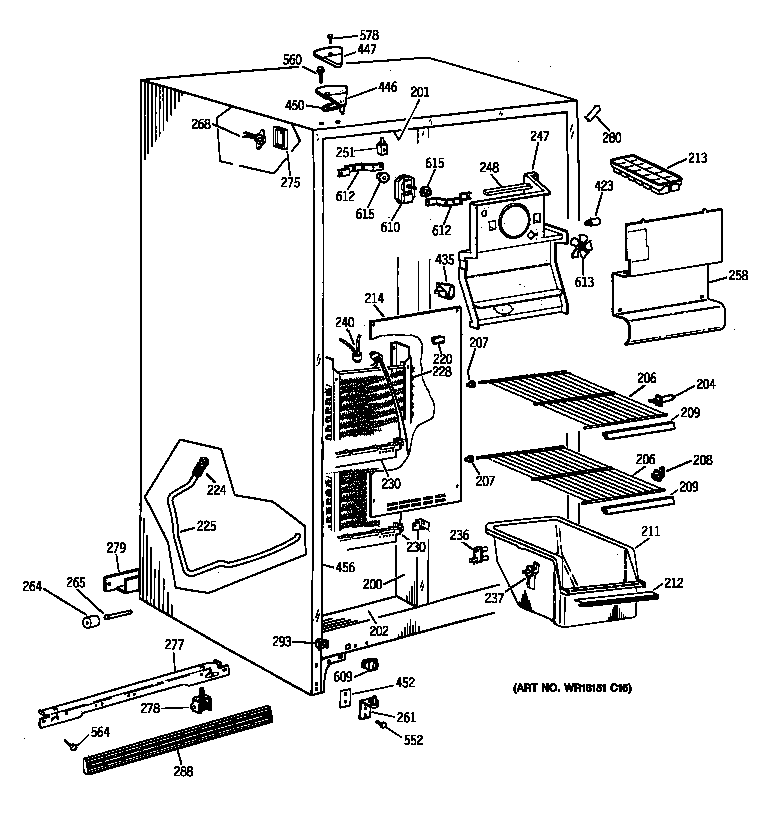 Hotpoint CSX22GAZAWW freezer section diagram
