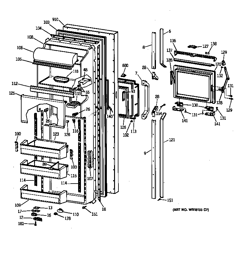 Hotpoint CSK27PFZAAA fresh food door diagram