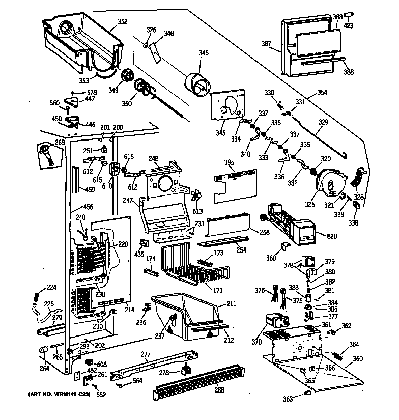 Hotpoint CSK27PFZAAA freezer section diagram