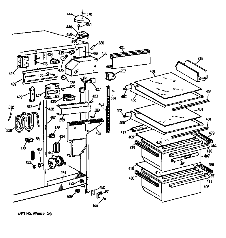 Hotpoint CST25GRZAWW fresh food section diagram