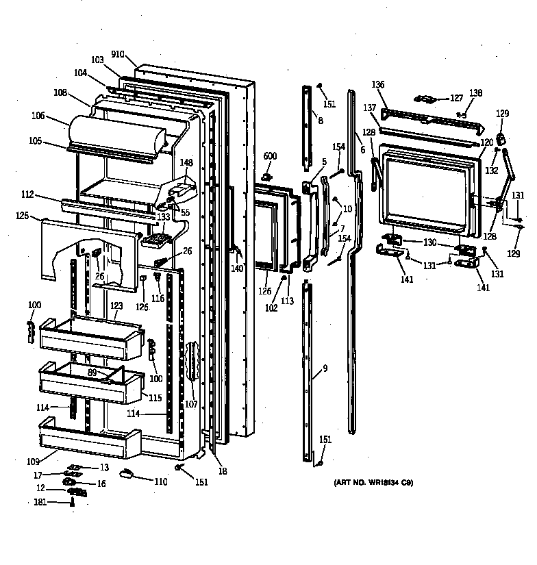 Hotpoint CSK27DHZAAA fresh food door diagram