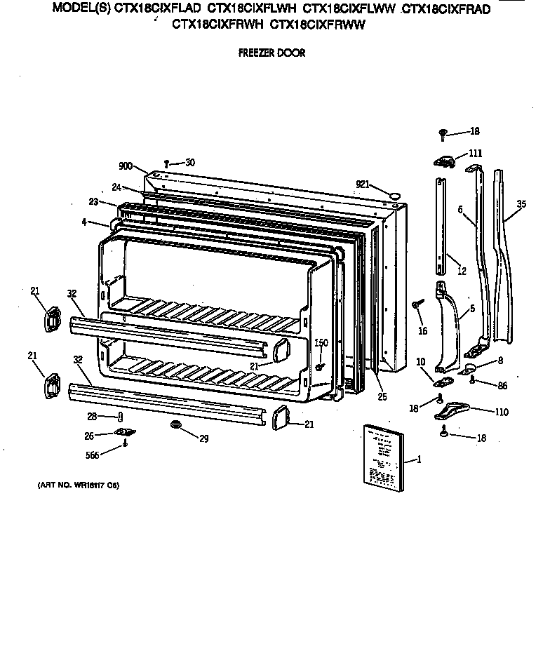 Hotpoint CTX18CIXFRWW freezer door diagram