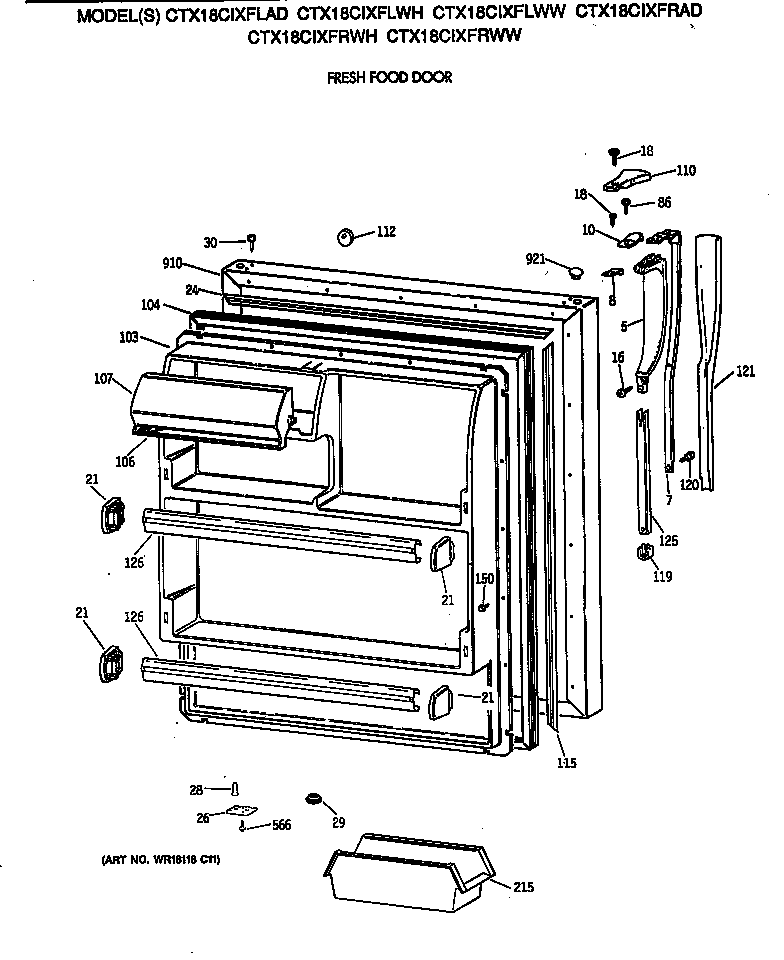 Hotpoint CTX18CIXFRWW fresh food door diagram