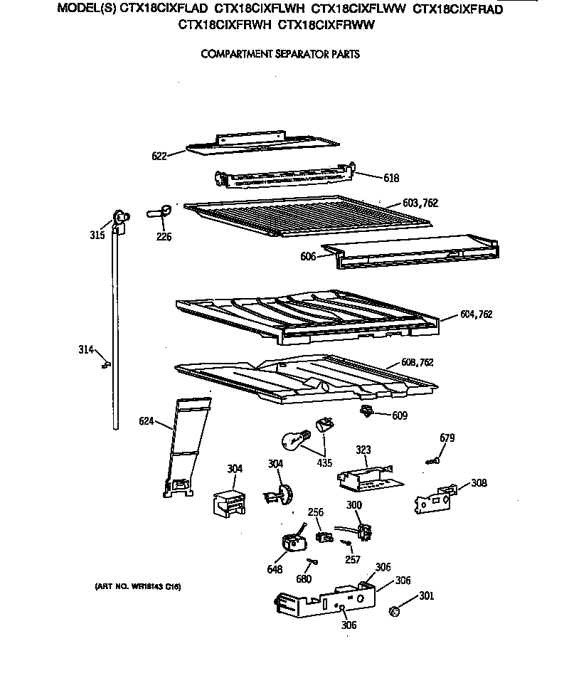 Hotpoint CTX18CIXFRWW compartment separator parts diagram