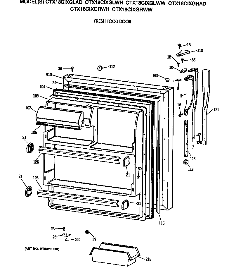 Hotpoint CTX18CIXGLWW fresh food door diagram